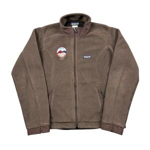 Patagonia Synchilla Windproof Jacket Women Large Brown Full Zip Outdoor Hiking‎